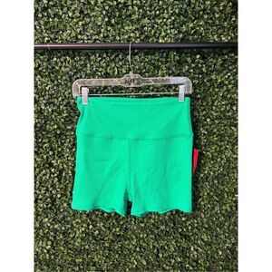 Carbon38 High Rise Kelly Green Ribbed Biker Shorts Sz Large NWT